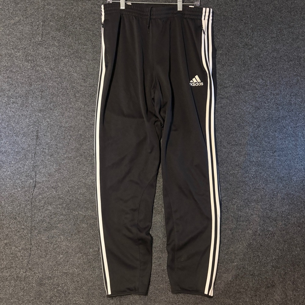 Adidas Mens ClimaCool Track Pants Black White Stripe Zipper Ankle XL